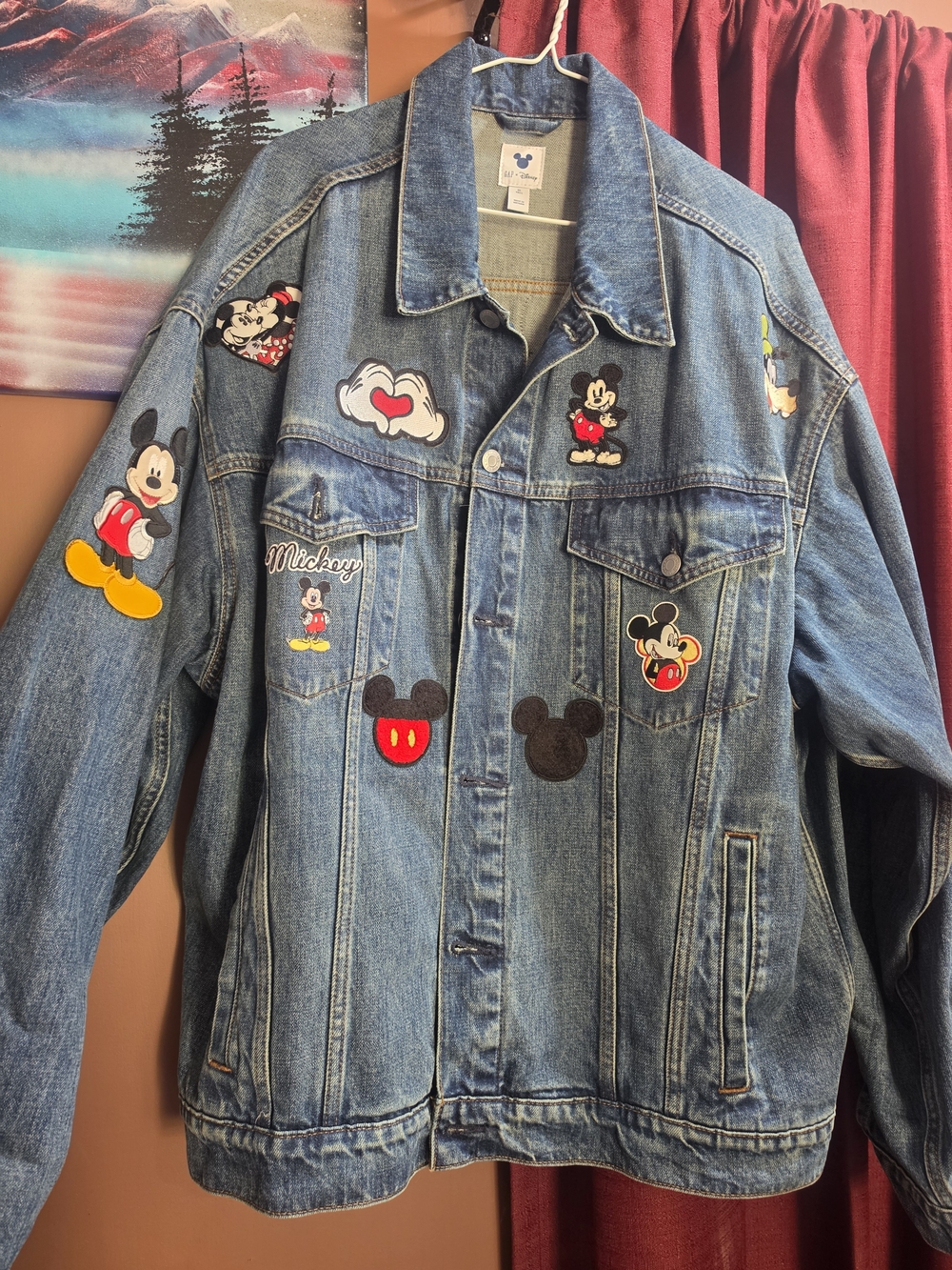 GAP Men's Blue Denim Jacket with Mickey Mouse Patches - Picture 5 of 5